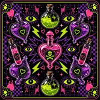 Tapis de Mahjong Thème Punk Fantastique Design Néon Lumineux 31,5x31,5 Pouces pour Soirées de Jeu Sociales (Expédition en Rouleaux)