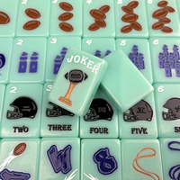 Set Permainan Mahjong Khusus Tema Sepak Bola Akrilik 160 Buah Warna Hijau Mint Ukuran 36, Pesanan Khusus OEM untuk Dewasa