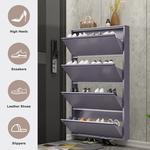 Zapatero Metálico de Acero con 4 Niveles, <span class=keywords><strong>Armario</strong></span> <span class=keywords><strong>para</strong></span> Zapatos con Cajones Abatibles de Hierro, Mueble <span class=keywords><strong>para</strong></span> el Hogar, Sala de Estar, Hotel, Almacenamiento - Product Image 5