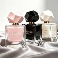 Flacon de parfum rose élégant 50 ml, flacon de parfum carré en verre 30 ml 100 ml, flacon de parfum vide avec emballage boîte