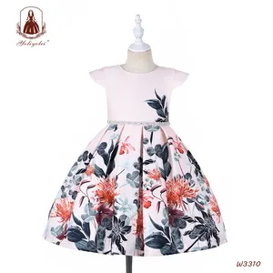 Filles vêtements style américain fleur encre peinture princesse filles robes pour fête d'anniversaire