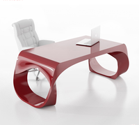 Bureau de direction de luxe en fibre de verre et marbre brillant, design élégant, pour une personne, taille standard