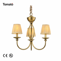 Lustre vintage américain en laiton massif avec abat-jour en tissu plissé beige, 3/5/6 têtes, hauteur réglable, lampe suspendue à économie d'énergie