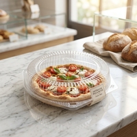 Boîte à pâtisserie, gâteau, dessert, tiramisu, pizza, en PET transparent, écologique, avec couvercle à boucle, 205x205x60mm, 230x230x60mm