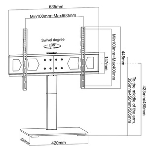 Diseño moderno Universal 600*400mm VESA Tabletop <span class=keywords><strong>TV</strong></span> Stand Pedestal Mount Monitor Se adapta a 32-70 pulgadas - Product Image 2
