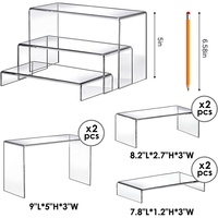 Fixwal 6pcs 2 Set Acrylique Risers Présentoir Transparent Acrylique Stand Gâteau Restauration Fournitures Buffet Dessert Table Parfum Plus