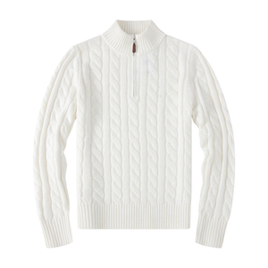 Maglione Invernale da <span class=keywords><strong>Uomo</strong></span> in Pile 100% <span class=keywords><strong>Cotone</strong></span> con Chiusura a Cerniera in Pelle, Motivo Tinta Unita, Servizio ODM, Vendita all'Ingrosso - Product Image 5
