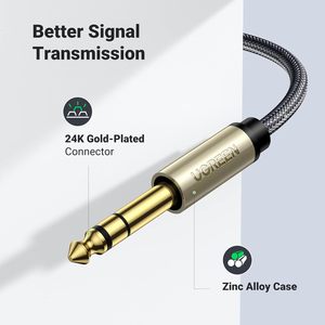 Ugreen 1/8 1/4 Câble stéréo 3.5mm TRS 6.35mm Câble audio Boîtier en alliage de zinc Tresse en nylon Conducteur en cuivre étamé Personnalisé - Product Image 5