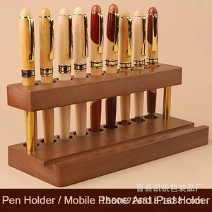 Porte-stylo en bois, organisateur de bureau avec support pour téléphone, support de rangement multifonctionnel pour usage au bureau - Product Image 4