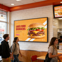 Écran tactile mural 32'' 43'' en verre pour affichage numérique avec CMS gratuit |   Lecteur publicitaire LCD 4K Android pour les magasins et les restaurants