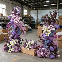 Guirlande florale pour allée de mariage, toile de fond en forme de croissant de lune, rangée de fleurs en soie pour arche, scène et réception