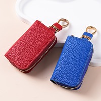 Pochette de clés de voiture en cuir PU vintage personnalisable avec logo couleur, fermeture éclair, portefeuille, sac de rangement