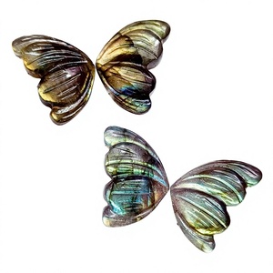 Natural Labradorite <b>Butterfly</b> Shape Carved Gemstone 23mm Smooth Briolette Loose Stone <b>Charm</b> For Jewelry Making Wholesale Bulk - Product Image 1