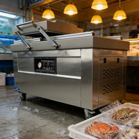 Machine d'emballage sous vide semi-automatique électrique à double chambre 500PD avec coffret en bois pour la conservation des aliments en usine et en magasin
