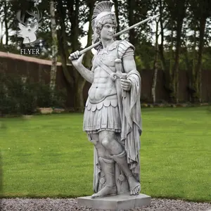 사용자 정의 고전 그리스 로마 군인 동상 실물 크기 대리석 돌 로마 조각