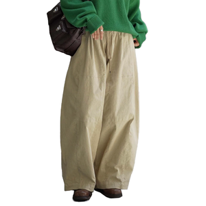 Pantalones Casuales de Pana con Cordón Elástico y Cintura Ajustable para Mujer, Estilo Japonés, Novedad de Otoño, Holgados y de Pierna Ancha - Product Image 1