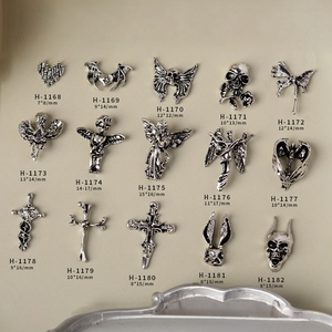 Set <span class=keywords><strong>de</strong></span> Dijes Vintage Góticos para <span class=keywords><strong>Uñas</strong></span>, Adornos <span class=keywords><strong>de</strong></span> Aleación en Plata Oscura con Cruz, Calavera, Espina <span class=keywords><strong>de</strong></span> Pescado, Corazón <span class=keywords><strong>de</strong></span> Ángel para <span class=keywords><strong>Uñas</strong></span> Acrílicas - Product Image 1
