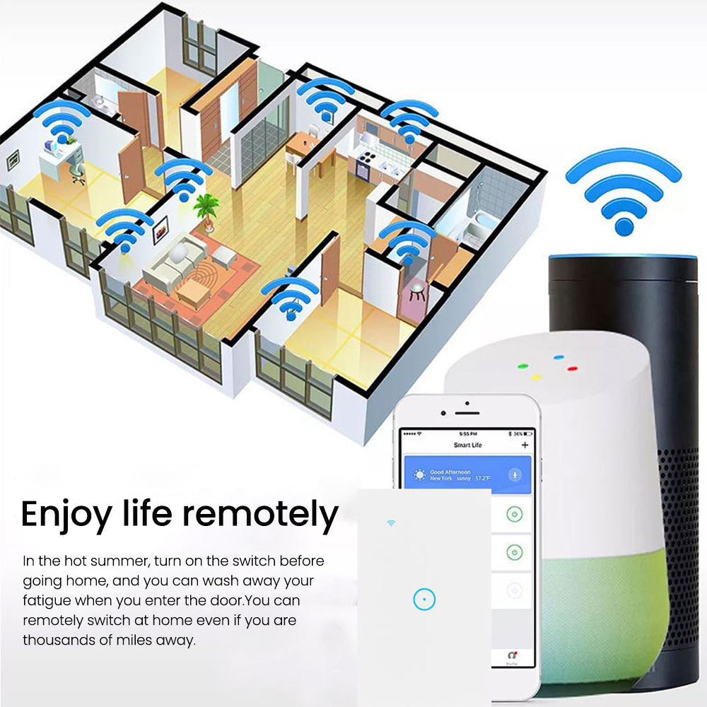 Alice Google Home Alexa Inteligente Us Light Switch Remote Control 1/2/3/4gang Smartlife Remote Control Smart Wifi Wall Switch