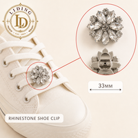 Breloque Fleur en Cristal pour Chaussures 33mm, Clip Strass pour Lacets, Clip Fleur pour Chaussures, Fermoir en Alliage de Zinc, Personnalisé OEM ODM