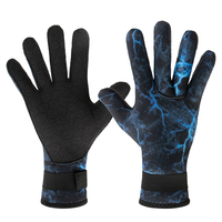 Gants de plongée en néoprène chaud de 3 mm avec imprimé éclairs bleus, gants antidérapants à paume pointillée pour la plongée en apnée, la plongée en eau profonde et la pêche sous-marine