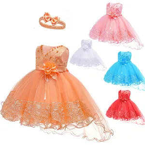 Vestido infantil sin mangas para niños, bordado de flores, perla, pequeño, para boda, cumpleaños, fiesta de princesa, recién nacido, 1 año