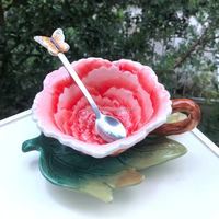 Tasse en céramique de fleur de jardin de printemps tasse à café lait tasse à thé soucoupe cuillère ensemble cadeau en céramique élégant tasse à thé et soucoupe ensemble