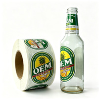 Label Stiker Perekat Cetak Foil Kustom untuk Botol Kaca Kemasan Premium untuk Minuman dengan Hot Stamping