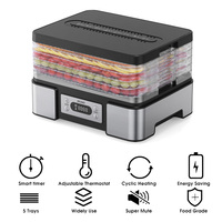 Mini 5-laags voedseldroger met automatische eierkoker, LCD-scherm & temperatuurregeling (35-70°C) voor het drogen van fruit in huis.