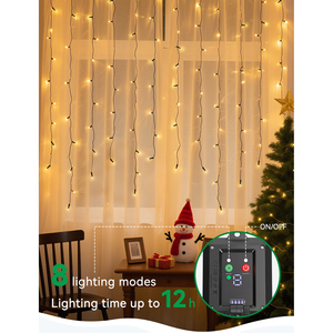 Aigostar all'aperto luci della tenda di natale 100 LED 8 modalità IP65 solare USB per feste - Product Image 4