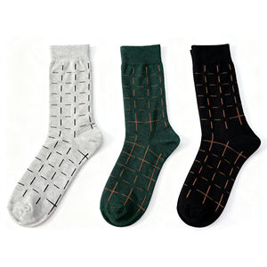 Calcetines de Hombre Transpirables con Patrón de Cuadrícula Tejida - Ajuste Elástico Suave, Spandex/Algodón, Secado Rápido, Sin Métodos de Impresión, Uso Diario/Business - Product Image 3