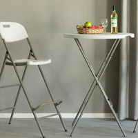 Table de Bar Pliante Ronde de Cocktail Haute Blanche en Plastique de 81 cm (32 Pouces) pour Événements et Fêtes - Vente en Gros