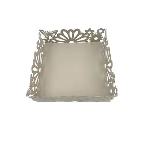 Hot Sell Square Table Tissue Holder Low Price Metal Kitchen Tissue Box