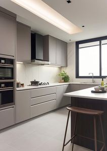 Gabinete de cocina contemporáneo moderno personalizado de alta calidad, gabinete de cocina de pintura UV de diseño adecuado para proyectos de apartamentos - Product Image 3