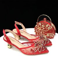 Ensemble de chaussures et sac italiens de luxe pour femmes, ornés de cristaux et de strass, pour les soirées africaines