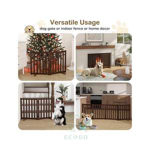 Puerta para Mascotas de Diseño Personalizado, 24 Pulgadas de Alto, Moderna, Ecológica, de Madera Sólida, Plegable, con Patas de Soporte - Product Image 4