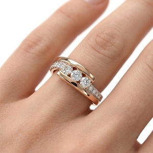 Anillo de Oro Rosa de 18K con Diamantes, Diseño Bypass, para Minoristas Globales de Joyería, Fabricación Personalizada OEM - Product Image 3