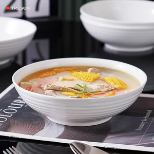 Bol en céramique blanc pur de style nordique, résistant au micro-ondes, vaisselle de table émaillée pour la maison, bols à salade, à soupe et à nouilles - Product Image 2