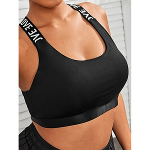 Comodo Reggiseno Sportivo Senza Cuciture Taglia 4XL con Stampa Lettering e Colori a Contrasto, Imbottito e Senza Ferretto, per Yoga, Palestra e Fitness Femminile - Product Image 3