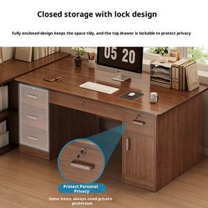 โต๊ะไม้สำหรับผู้บริหารทันสมัย1.4ม. เฟอร์นิเจอร์บ้านสำนักงานขนาดเล็กแบบโมดูลาร์แบบเรียบง่ายชุดโต๊ะเก้าอี้ - Product Image 4