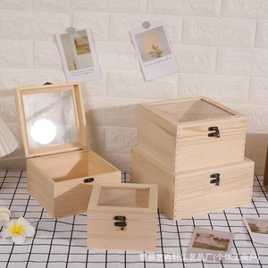 Caja de almacenamiento de madera rectangular sin tapa para joyas, dulces, plantas suculentas, con cubierta acrílica, diseño personalizado disponible. - Product Image 2