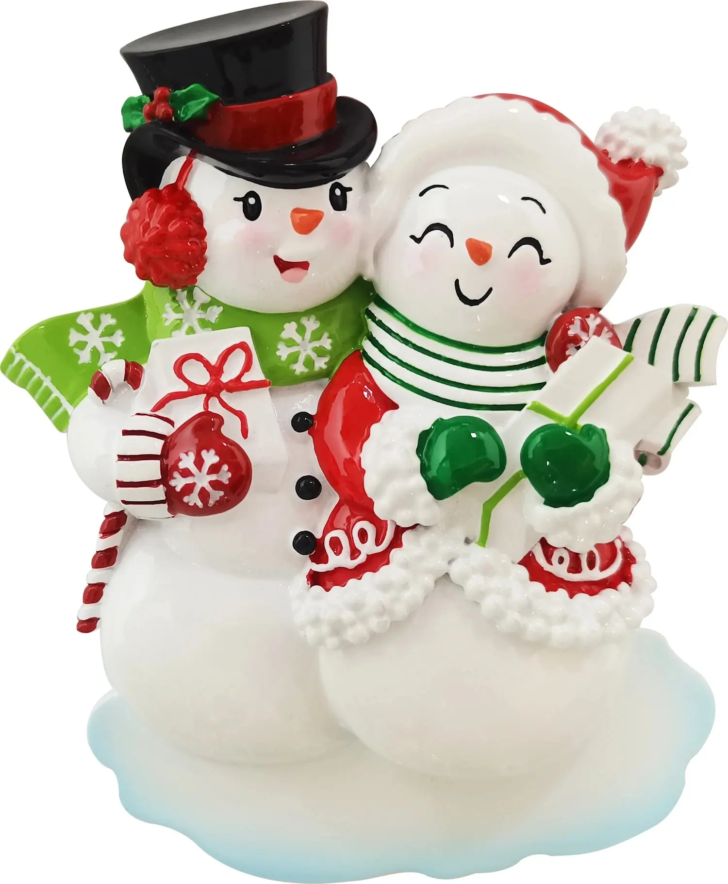 Snowmen Couple Personalized Resin Christmas Ornament articulos de navidad Custom Home Decor Hanging Tree Ornament