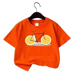 Customized Colors Short Sleeve T-Shirt With Cartoon Bicycle And Lemon Wheels Round Neck Casual Design - Product Image 5