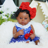 Poupée Reborn de 45 cm, poupée bébé afro-américaine noire, peau peinte à la main en 3D, jouet nouveau-né