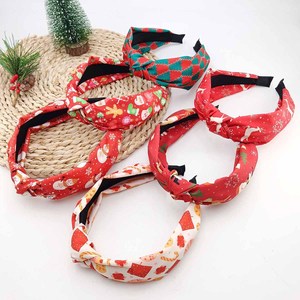 Serre-tête en tissu noué de 2,5 cm de large, rembourré, pour Noël, accessoires de cheveux festifs pour les fêtes de fin d'année et coiffures quotidiennes - Product Image 1