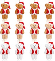 Mini ours en peluche de noël en peluche animal porte-clés décoration arbre de noël jouet en peluche décorations de fête en gros