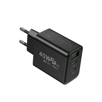 Adaptateur de charge de type C pour USB-C intelligent 40W Super Fast Dual PD Mobile Phone Charger Portable Travel Wall Adapter Camera Power Supply