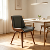 Chaise de salle à manger moderne en bois courbé, revêtement en cuir PU, chaise latérale en bois courbé, chaise de salle à manger nordique pour la maison, le restaurant, le café