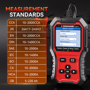 Testeur de batterie et de relais <span class=keywords><strong>2</strong></span>-en-1 KONNWEI KW371 pour batteries au plomb-acide, AGM, GEL, EFB, lithium, relais <span class=keywords><strong>4</strong></span> broches et 5 broches 12V 24V - Product Image 4