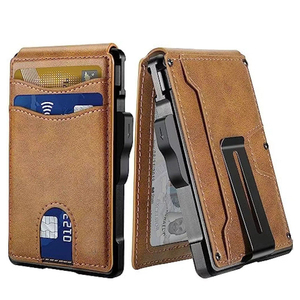 Người đàn ông của tự động pop-up RFID thẻ ví-Da thiết kế với kim loại giọng, thẻ tín dụng nhỏ gọn & Kinh Doanh trường hợp thẻ - Product Image 3