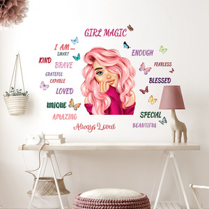 Adesivo Murale <span class=keywords><strong>con</strong></span> Testo Ispirazionale di Bella Ragazza <span class=keywords><strong>per</strong></span> Cameretta dei Bambini, Decorazione Murale Impermeabile e Rimovibile - Product Image 2